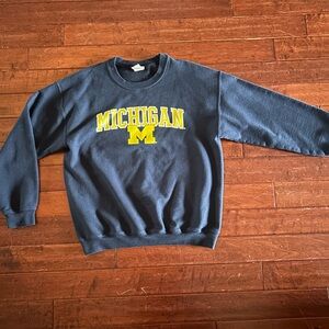 Michigan Crewneck Sweatshirt - Navy with Yellow Logo